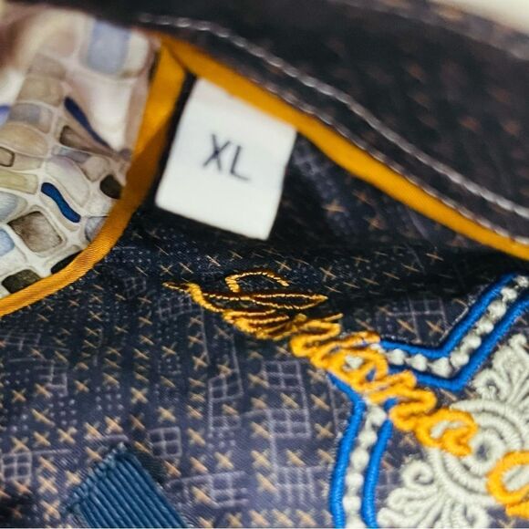 Luchiano Visconti Shirt Multicolor Geometric Button Up Long Sleeve Sz L - Picture 13 of 14